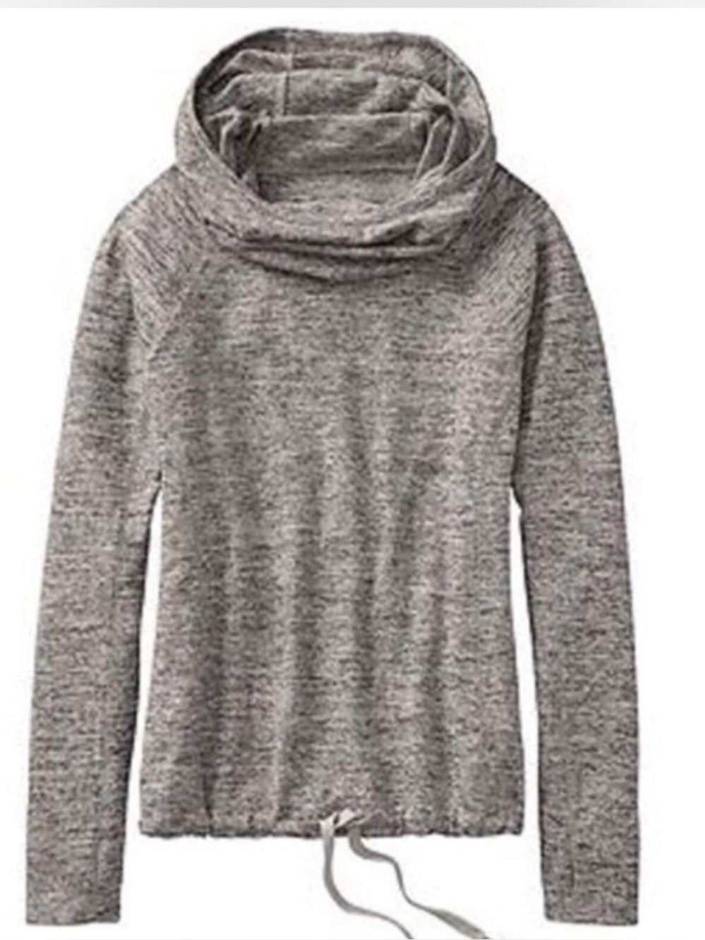 Athleta Blissful Cowl Neck Hoodie Athletic Heather Grey Drawstring Waist Medium
